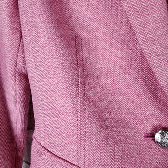Banana Republic Pink Wool Herringbone Blazer Jacket Elle Woods Size 00P = XXS - Picture 11 of 16